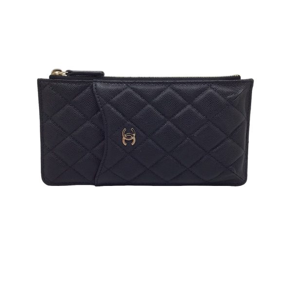 imgrc0089189810 CHANEL Pouch Caviar Skin Classic Card Holder Black