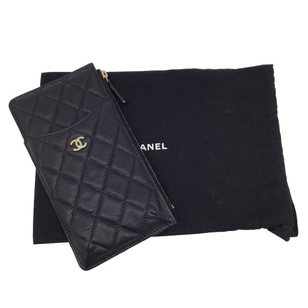 imgrc0089189817 CHANEL Pouch Caviar Skin Classic Card Holder Black