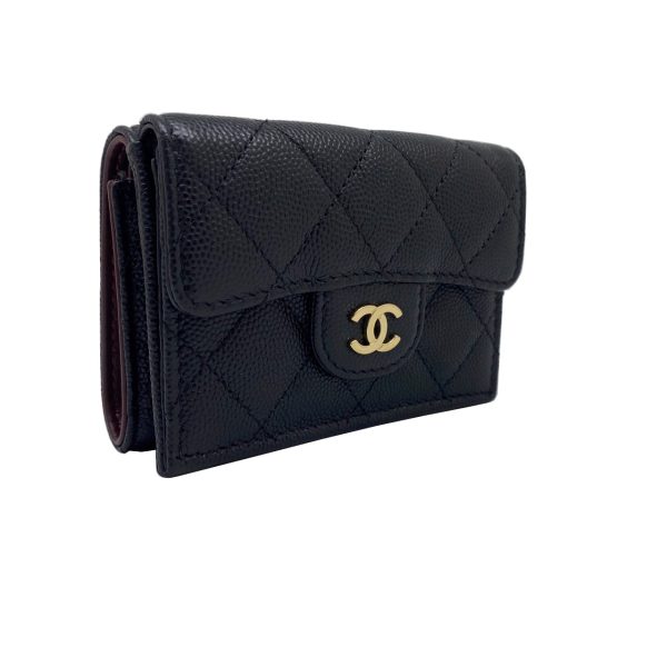 imgrc0089273112 CHANEL Trifold Wallet Classic Small Flap Compact Wallet Black