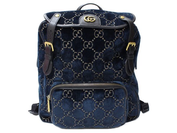 imgrc0089322778 Gucci GG Velvet Small Backpack Leather Blue