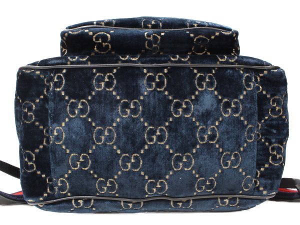 imgrc0089322783 Gucci GG Velvet Small Backpack Leather Blue