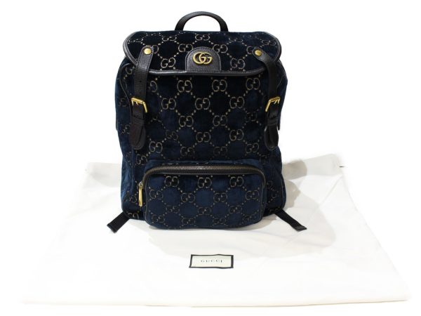 imgrc0089322799 Gucci GG Velvet Small Backpack Leather Blue