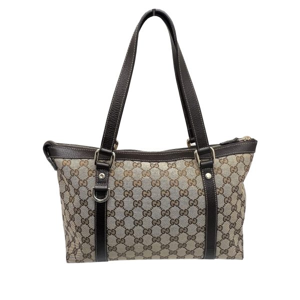 imgrc0089355694 GUCCI Abbey Tote Bag GG Canvas Leather Brown Beige