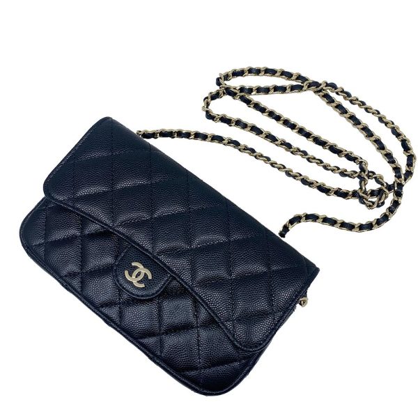 imgrc0089355763 CHANEL Shoulder Bag Chain Wallet Caviar Skin Black