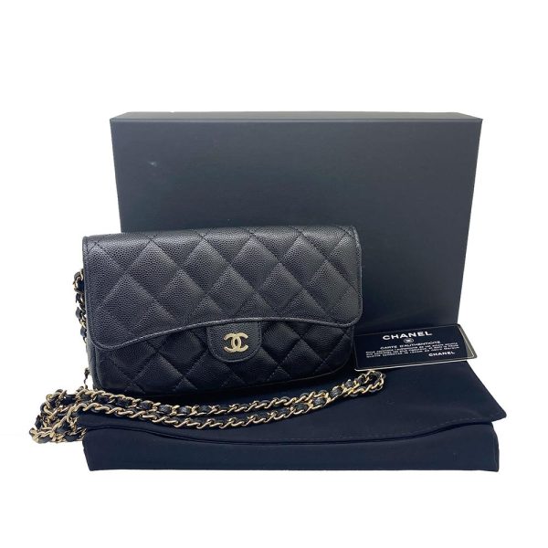 imgrc0089355767 CHANEL Shoulder Bag Chain Wallet Caviar Skin Black