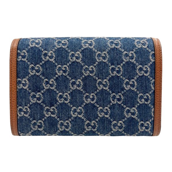 imgrc0089367473 GUCCI Dionysus Chain Wallet Mini Denim Leather Indigo Blue