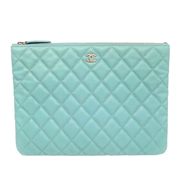 imgrc0089430008 CHANEL Matelasse Clutch Bag Caviar Skin Blue Turquoise