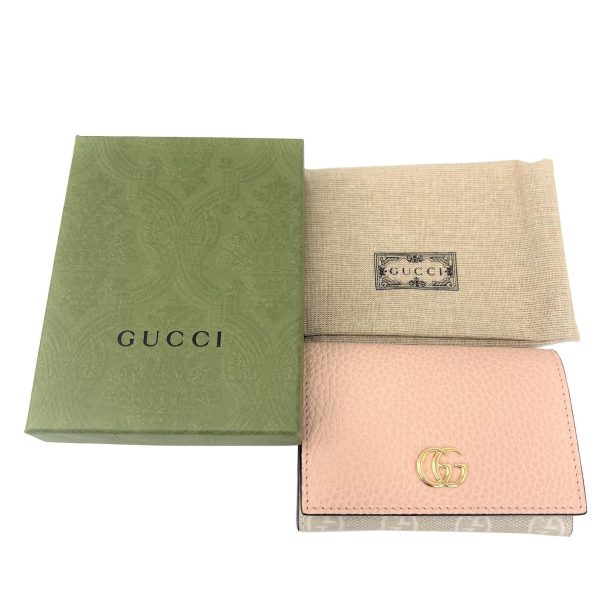 imgrc0089500236 GUCCI Card Case Wallet GG Marmont Pink Beige White