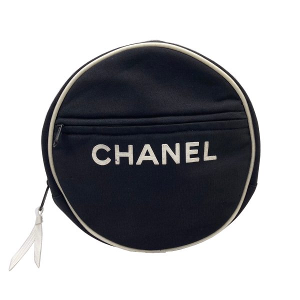 imgrc0089519444 CHANEL Pouch Canvas Travel Makeup Bag Round White