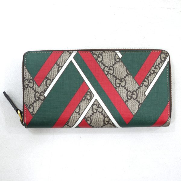 imgrc0089581818 Gucci GG Chevron Zipper Long Wallet Beige Green Red