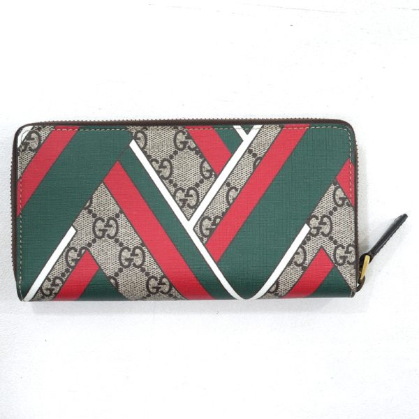 imgrc0089581819 Gucci GG Chevron Zipper Long Wallet Beige Green Red