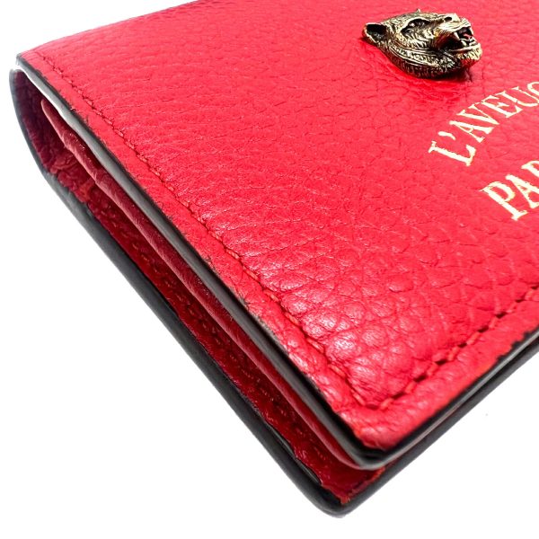 imgrc0089695177 GUCCI Animalier Compact Wallet Folding Wallet Red