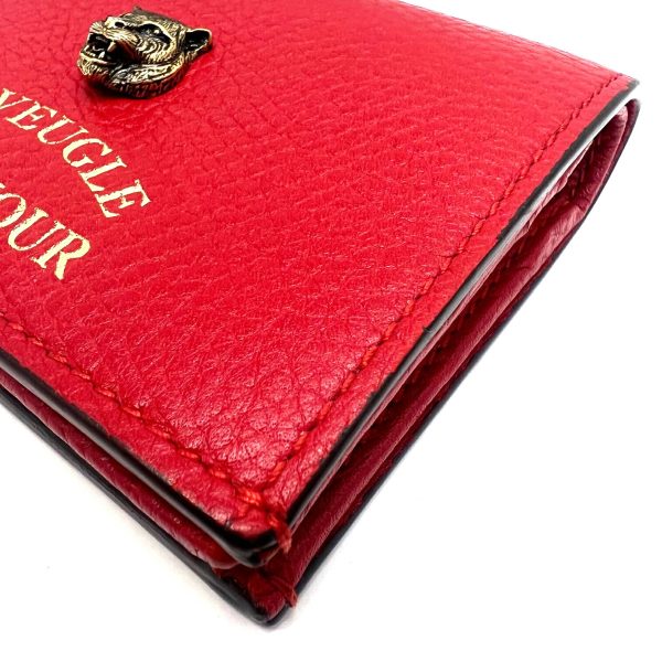 imgrc0089695178 GUCCI Animalier Compact Wallet Folding Wallet Red