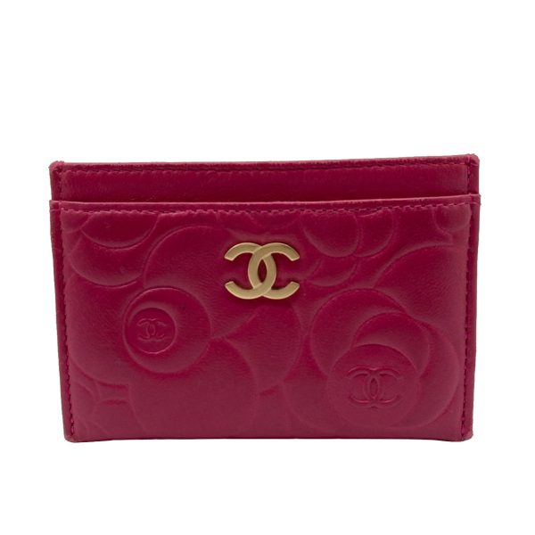 imgrc0089730200 CHANEL Card Case Camellia Lambskin Pass Case Commuter Holder Pink