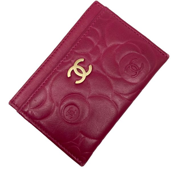 imgrc0089730202 CHANEL Card Case Camellia Lambskin Pass Case Commuter Holder Pink