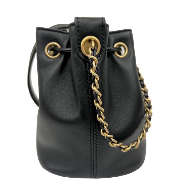 imgrc0089791344 CHANEL Coco Mark Black Calf Mini Drawstring Shoulder Bag