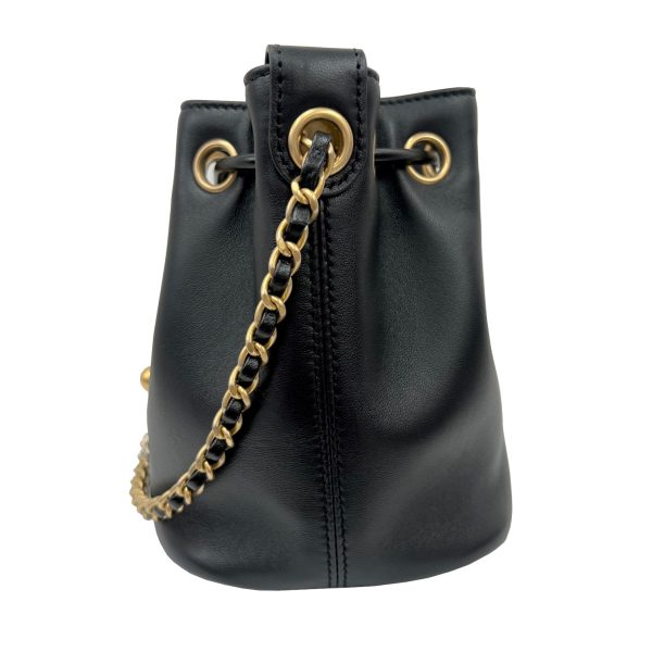 imgrc0089791345 CHANEL Coco Mark Black Calf Mini Drawstring Shoulder Bag