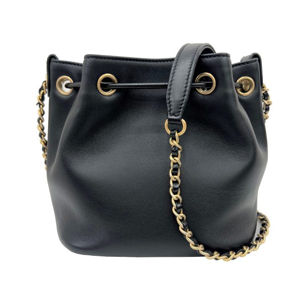 imgrc0089791346 CHANEL Coco Mark Black Calf Mini Drawstring Shoulder Bag