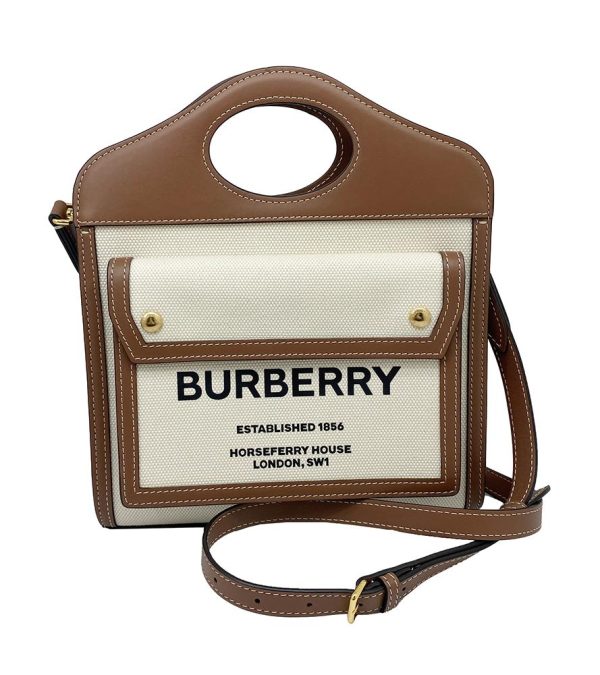 imgrc0089864012 Burberry Mini Pocket Bag Leather Canvas Brown