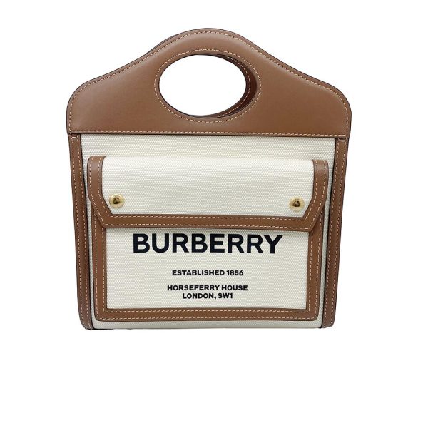 imgrc0089869839 Burberry Mini Pocket Bag Leather Canvas Brown