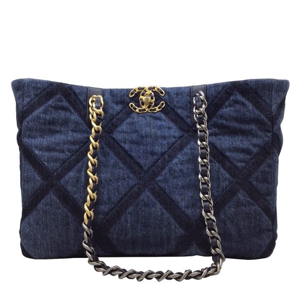 imgrc0089907822 CHANEL 19 Denim Tote Bag Indigo Blue Navy