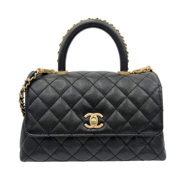 imgrc0089968194 CHANEL Coco Handle Top Handle Flap Bag 2WAY Chain Black Caviar