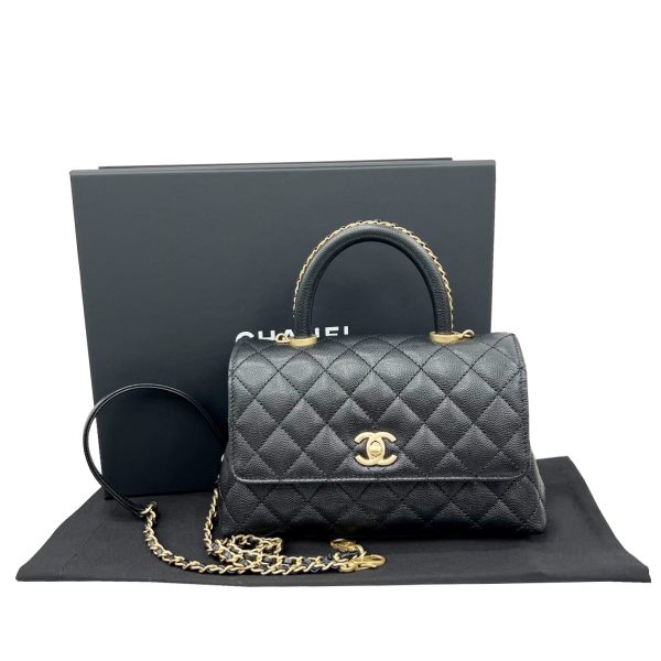 imgrc0089968195 CHANEL Coco Handle Top Handle Flap Bag 2WAY Chain Black Caviar