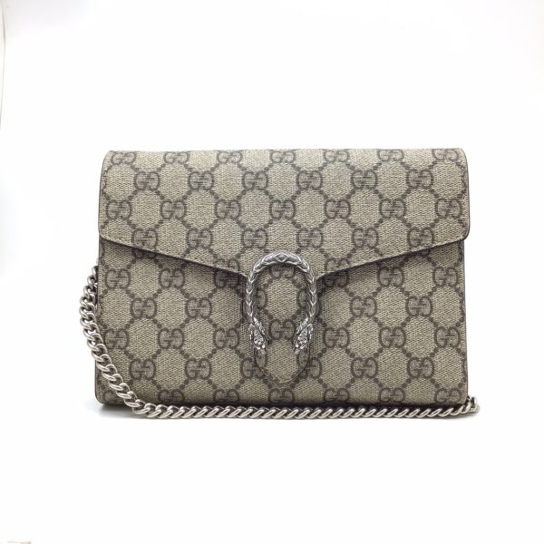 imgrc0089999390 GUCCI Dionysus Chain Wallet GG Supreme Beige