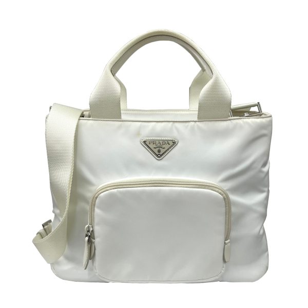 imgrc0090083866 PRADA Padded Nylon 2WAY Tote Bag White