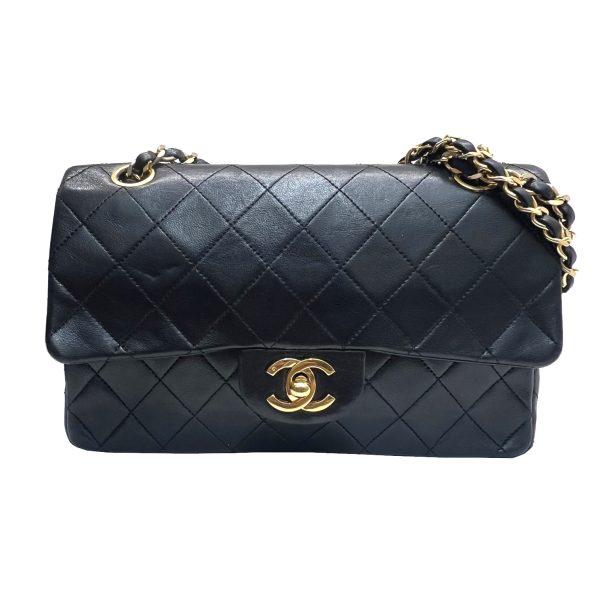 imgrc0090262234 CHANEL Matelasse Double Flap Chain Shoulder Bag Lambskin Black