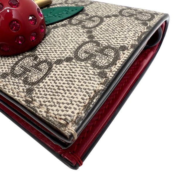 imgrc0090262370 GUCCI Cherry GG Supreme Compact Bifold Wallet Beige Red