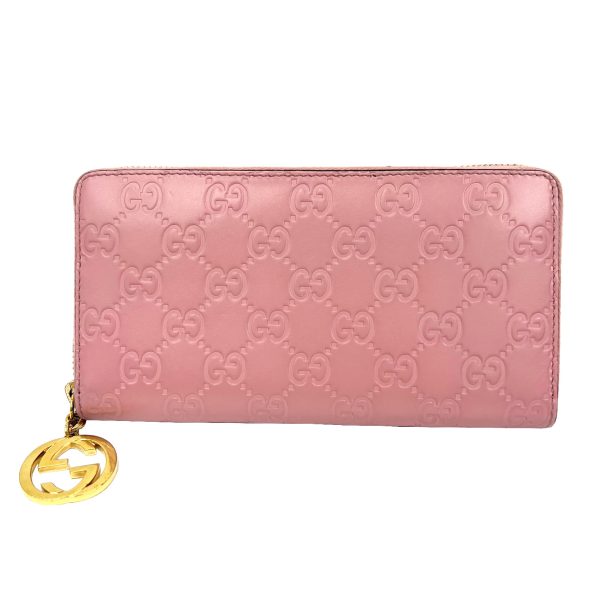 imgrc0090452808 GUCCI Interlocking G Guccisima Round Zipper Long Wallet Leather Pink