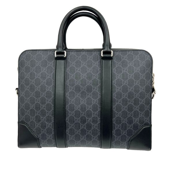 imgrc0090736809 GUCCI GG Supreme Canvas Briefcase Business Bag Gray Black