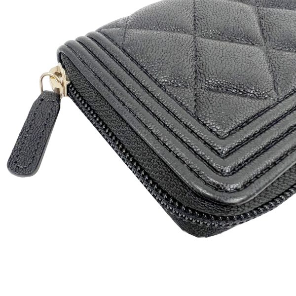 imgrc0091066079 CHANEL Boy Chanel Small Zip Wallet Caviar Skin Black