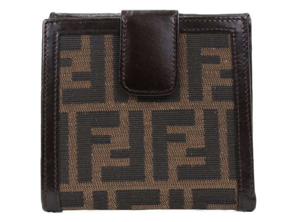 imgrc0091190088 Fendi W Hook Compact Wallet Zucca Pattern Brown