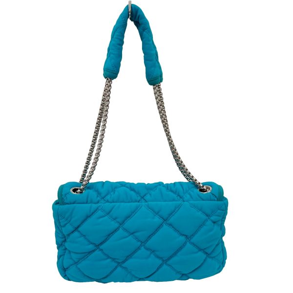 imgrc0091291236 CHANEL Bubble Quilt Chain Shoulder Bag Turquoise Blue Jersey