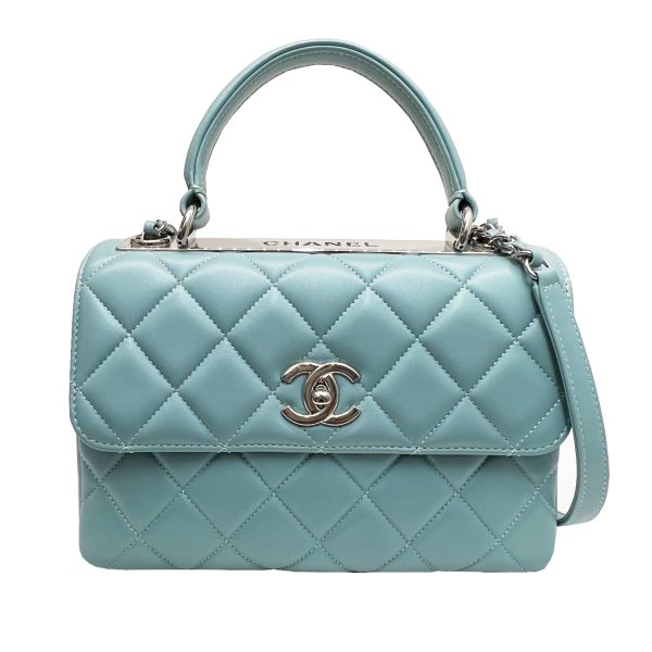 imgrc0091292418 CHANEL Trendy CC Top Handle Flap Bag 2WAY Leather Blue