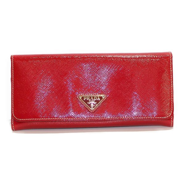 imgrc0091296125 Prada W Hook Long Wallet Saffiano Vernic Rosso Red