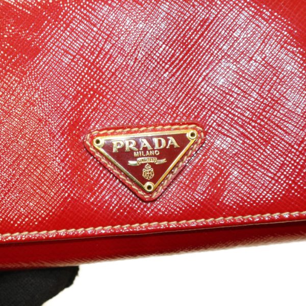 imgrc0091296149 Prada W Hook Long Wallet Saffiano Vernic Rosso Red