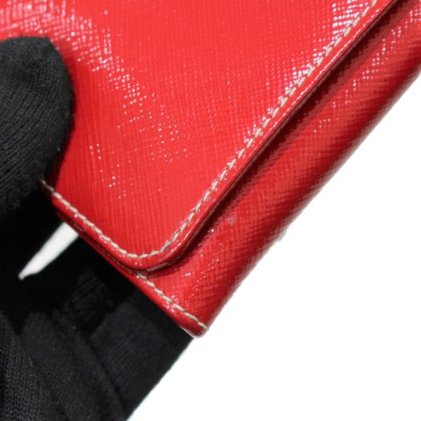 imgrc0091296154 Prada W Hook Long Wallet Saffiano Vernic Rosso Red