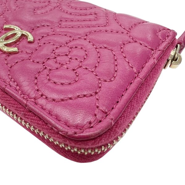 imgrc0091393437 CHANEL Camellia Round Zipper Coin Case Lambskin Pink