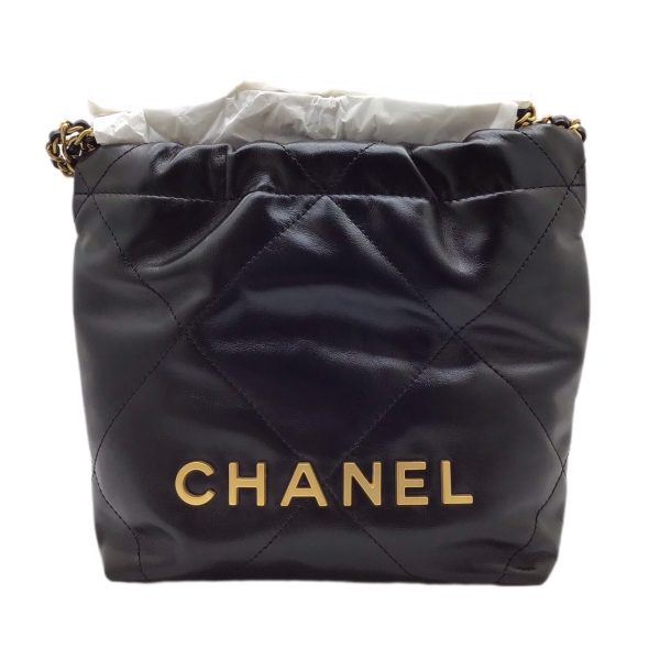 imgrc0091544412 CHANEL 22 Mini Chain Shoulder Bag Shiny Calf Black