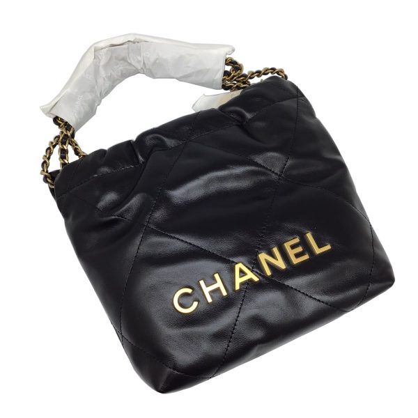 imgrc0091544415 CHANEL 22 Mini Chain Shoulder Bag Shiny Calf Black