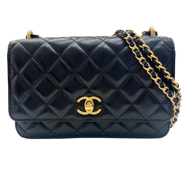 imgrc0091561329 CHANEL Matelasse Chain Wallet Double Chain Lambskin Black