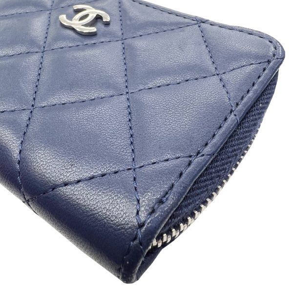 imgrc0091659786 CHANEL Classic Zip Matelasse Coin Case Card Case Lambskin Navy