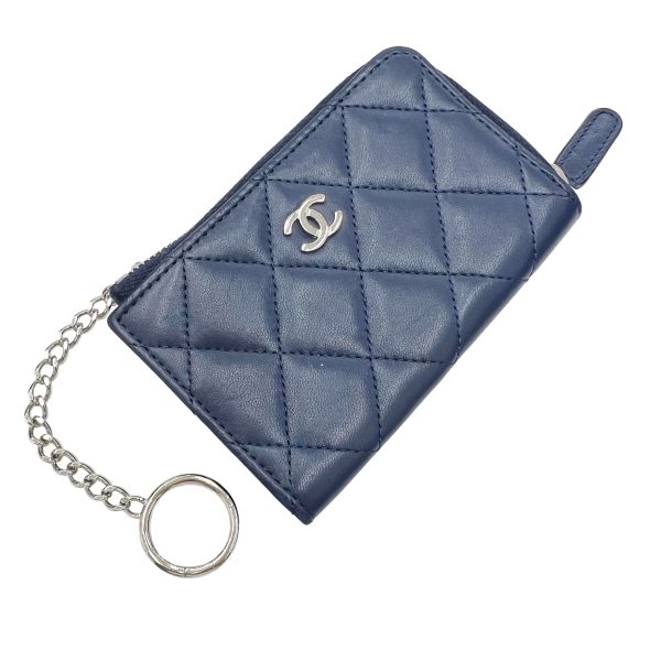 imgrc0091659791 CHANEL Classic Zip Matelasse Coin Case Card Case Lambskin Navy