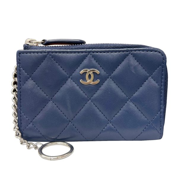 imgrc0091682816 CHANEL Classic Zip Matelasse Coin Case Card Case Lambskin Navy