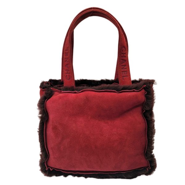 imgrc0091682844 CHANEL Shearling Tote Bag Red