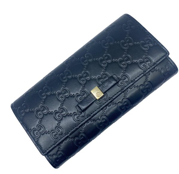 imgrc0091733551 GUCCI Long Wallet Guccisima Ribbon Leather Black