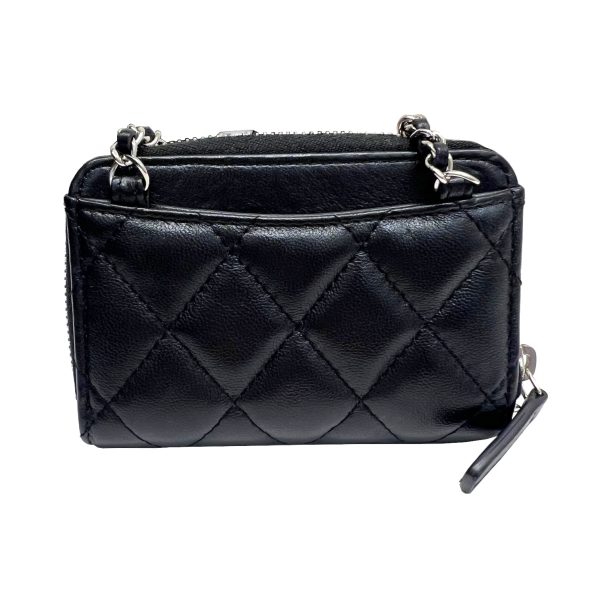 imgrc0091784555 CHANEL Matelasse Classic Zip Coin Purse Chain Wallet Lambskin Black